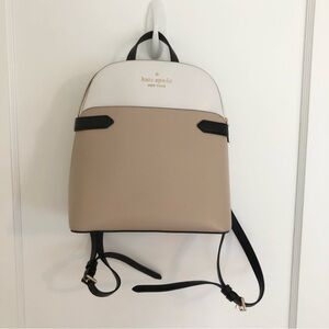 Kate Spade Stacey Dome Backpack Tan Black White